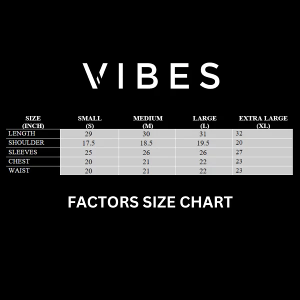 VIBES FACTORS SIZE-CHART